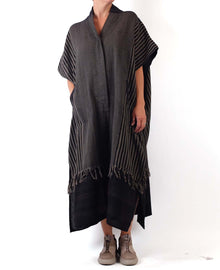  Mieko Mintz Woven Handloom Cotton Kantha Poncho Dress