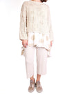 Fissore Cream Silk Knit Patch Sweater