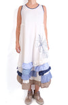 Mara Gibbucci Cream/Denim Ruffle Dress