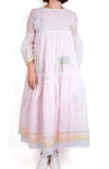 EKA Pink Stripe with White Overlay Tiered Dress