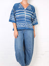 KQ Blue Vintage African Mudcloth Top