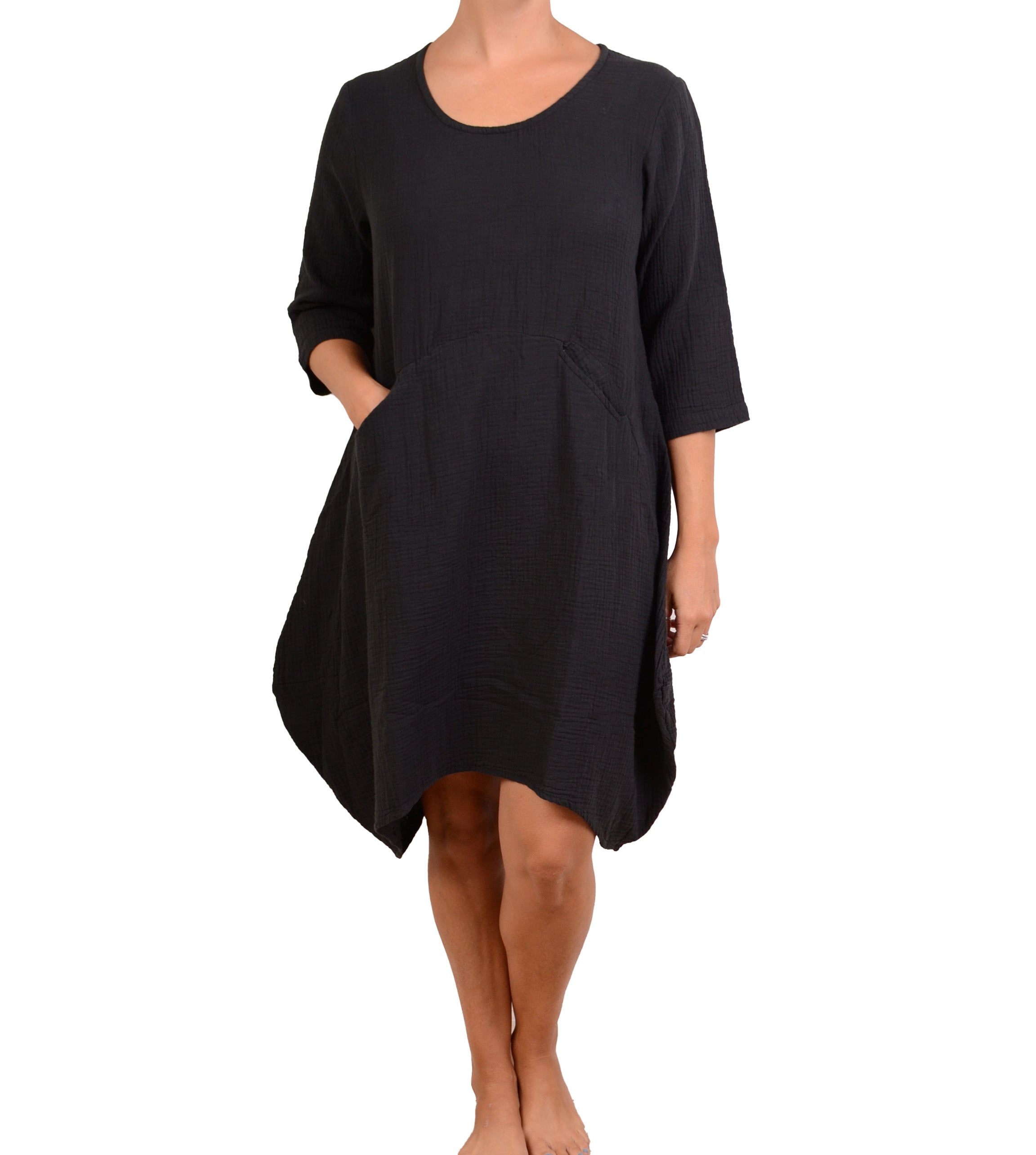black gauze dress pockets Tulip Kira in Corset Black And White airy silhouette. Style:Day COLOR:Clear Sky