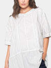 Baci Ribbed Mixed Material Tunic in Ice