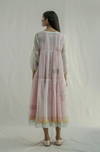 EKA Pink Stripe with White Overlay Tiered Dress