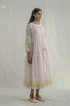 EKA Pink Stripe with White Overlay Tiered Dress