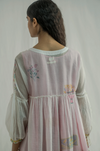 EKA Pink Stripe with White Overlay Tiered Dress