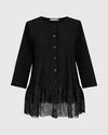 Alembika Black Cardigan With Polka Dot Mesh Peplum