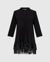 Alembika 3/4 Sleeve VNeck Top With Mesh Peplum