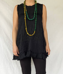  Mieko Mintz Jacquard Silk Kantha Tie Beads in Greens