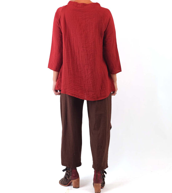 Cutloose Tuck Pant with Pockets in Mahogany