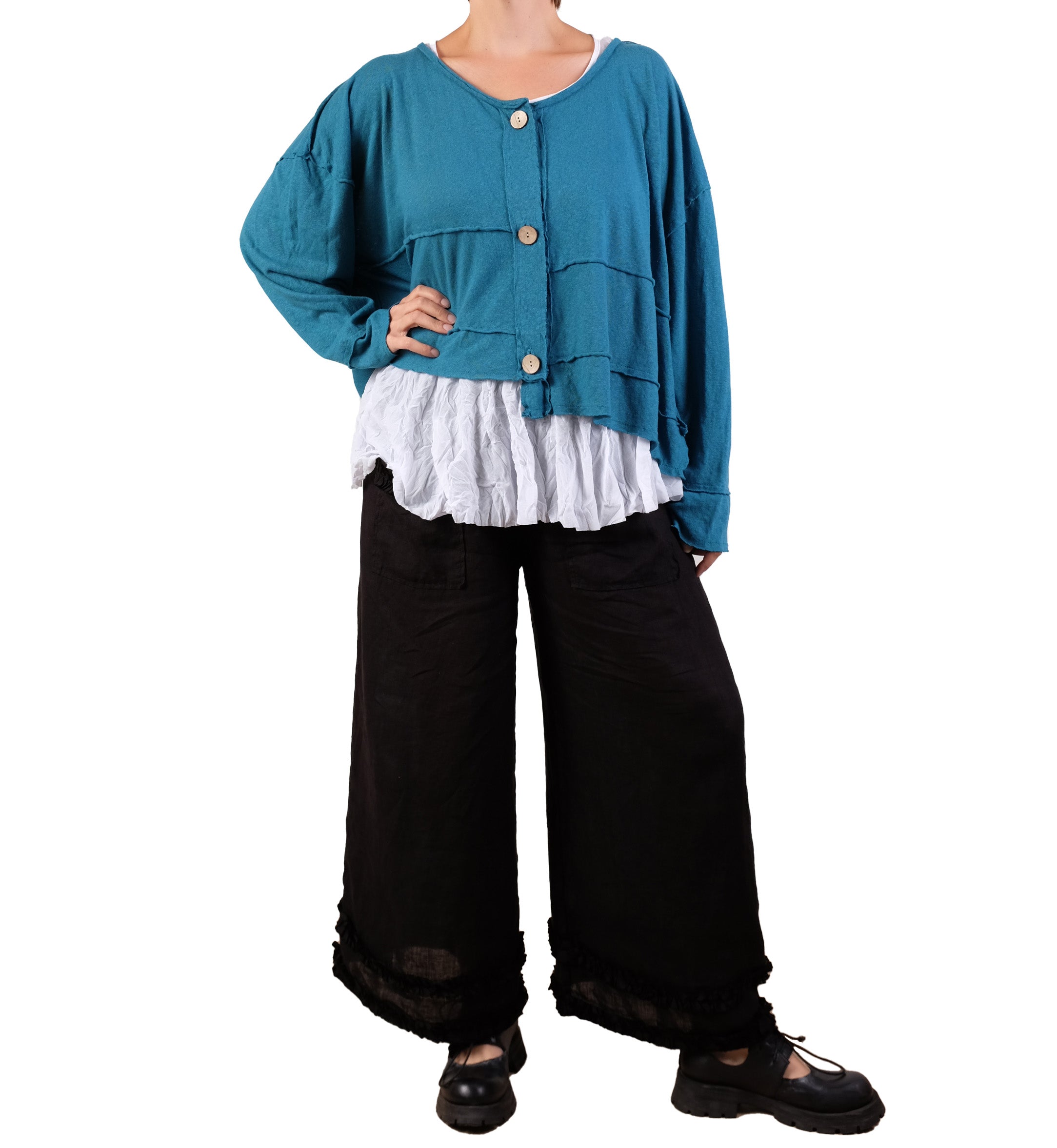 Bodil One Size Knit Crop Jacket in Bluebell