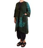 Mieko Mintz Cotton Silk Patch Kantha Wrap Flare Coat