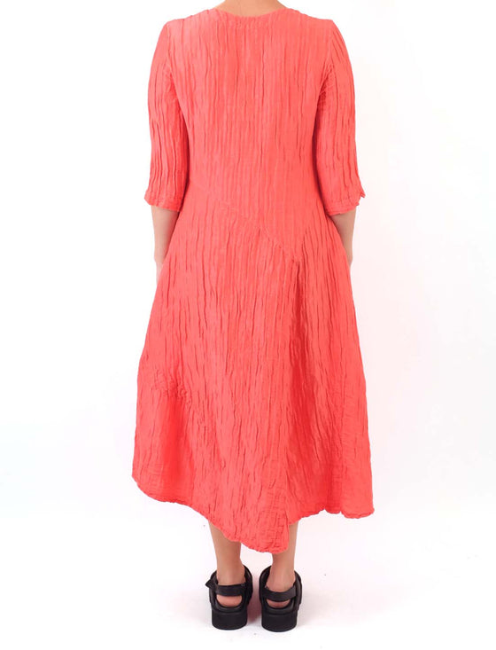 Grizas Orange Silk 3/4 Sleeve Dress