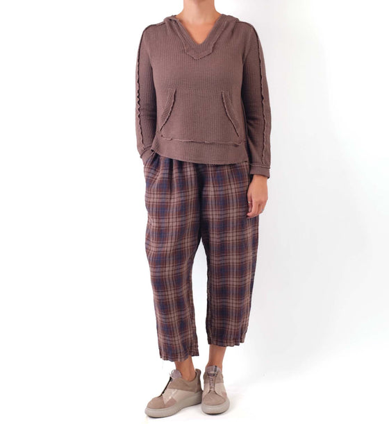 Krista Larson Ohm Pants Plaid Linen Stone/Denim