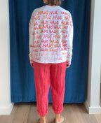 Paper Temples Basic Sweatshirt in White "Blah" Print