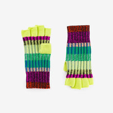  Mosaic Fingerless Gloves in Lime Cobalt