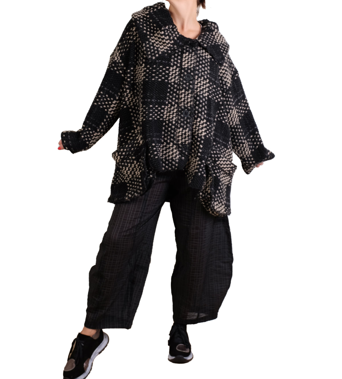 Dress To Kill Black Taupe Heavy Knit Iris Coat