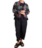 Mieko Mintz Vintage Cotton Grey Clamp Tie Dye Kantha Trucker Jacket