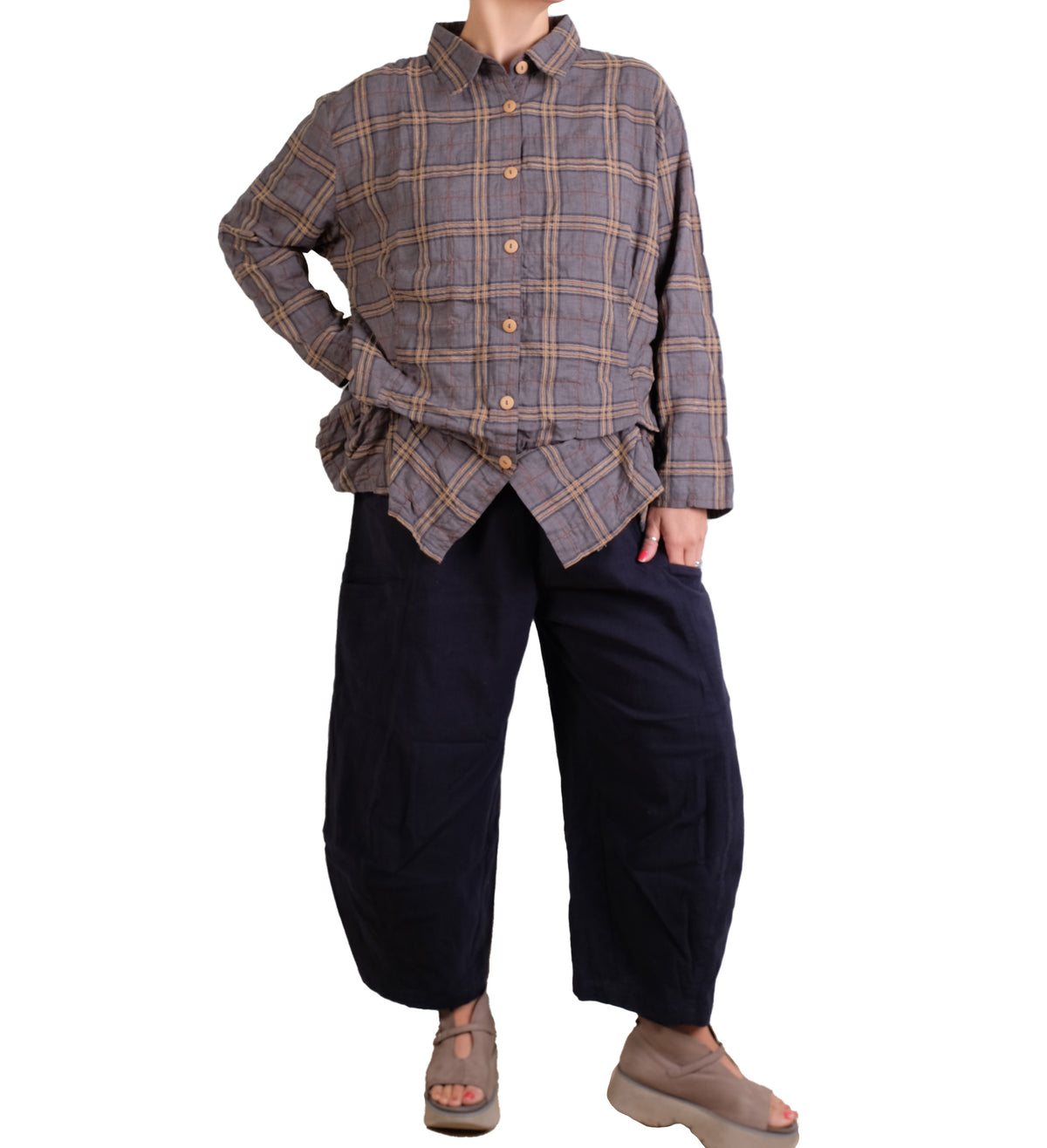 Dress To Kill Navy Heavy Cotton Linen Welt Pocket Pant