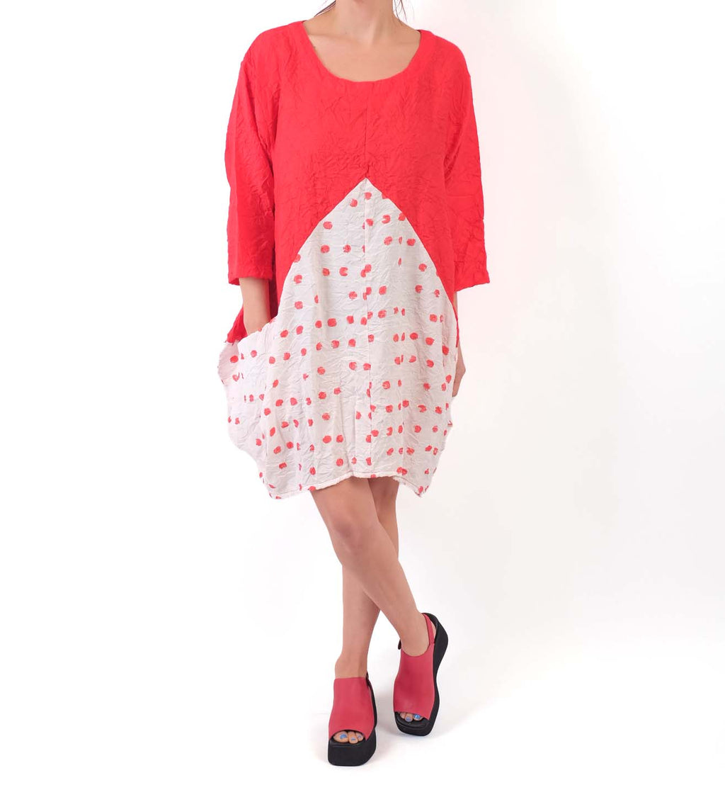 Dress To Kill Red Crush Mix Dot Bell Tunic