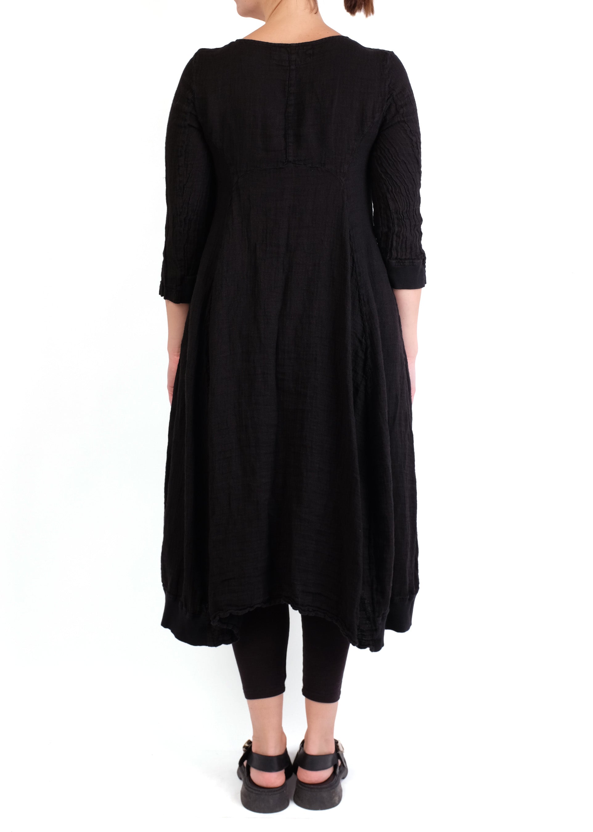 Grizas Black Linen 3/4 Sleeve Dress XS Grizas Black Linen 3/4 Sleeve Dress XS