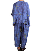Mieko Mintz Cloud Tie Dye Floral Kantha Tucked Gather Pants