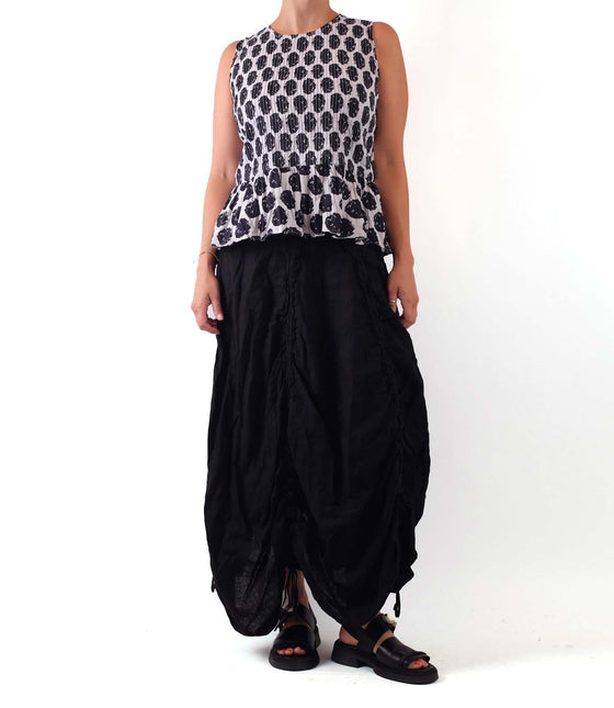 Bodil Tie Skirt in Black Linen