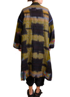 Mieko Mintz Vintage Cotton Grey Clamp Tie Dye Kantha New Oversized Coat
