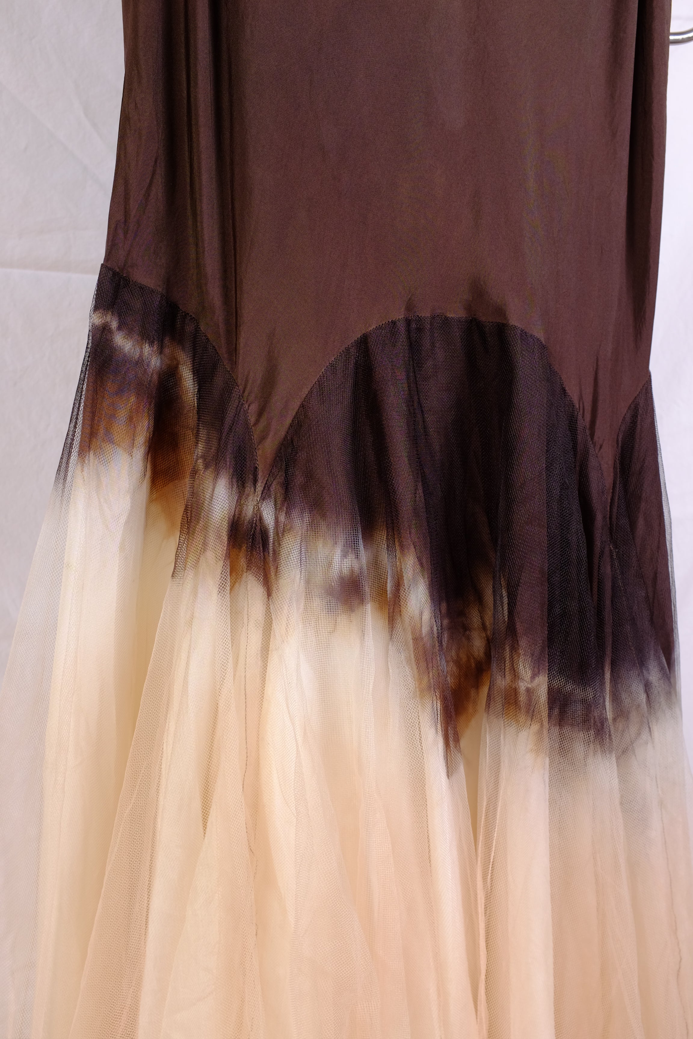 Robin Kaplan Tulle Garden Dress in Black/Brown/Cream Ombré