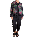 Mieko Mintz Vintage Cotton Grey Clamp Tie Dye Kantha Trucker Jacket