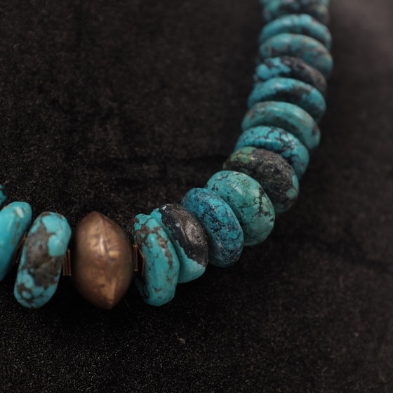 Debe Dohrer Tibetan Turquoise with African Coin Necklace