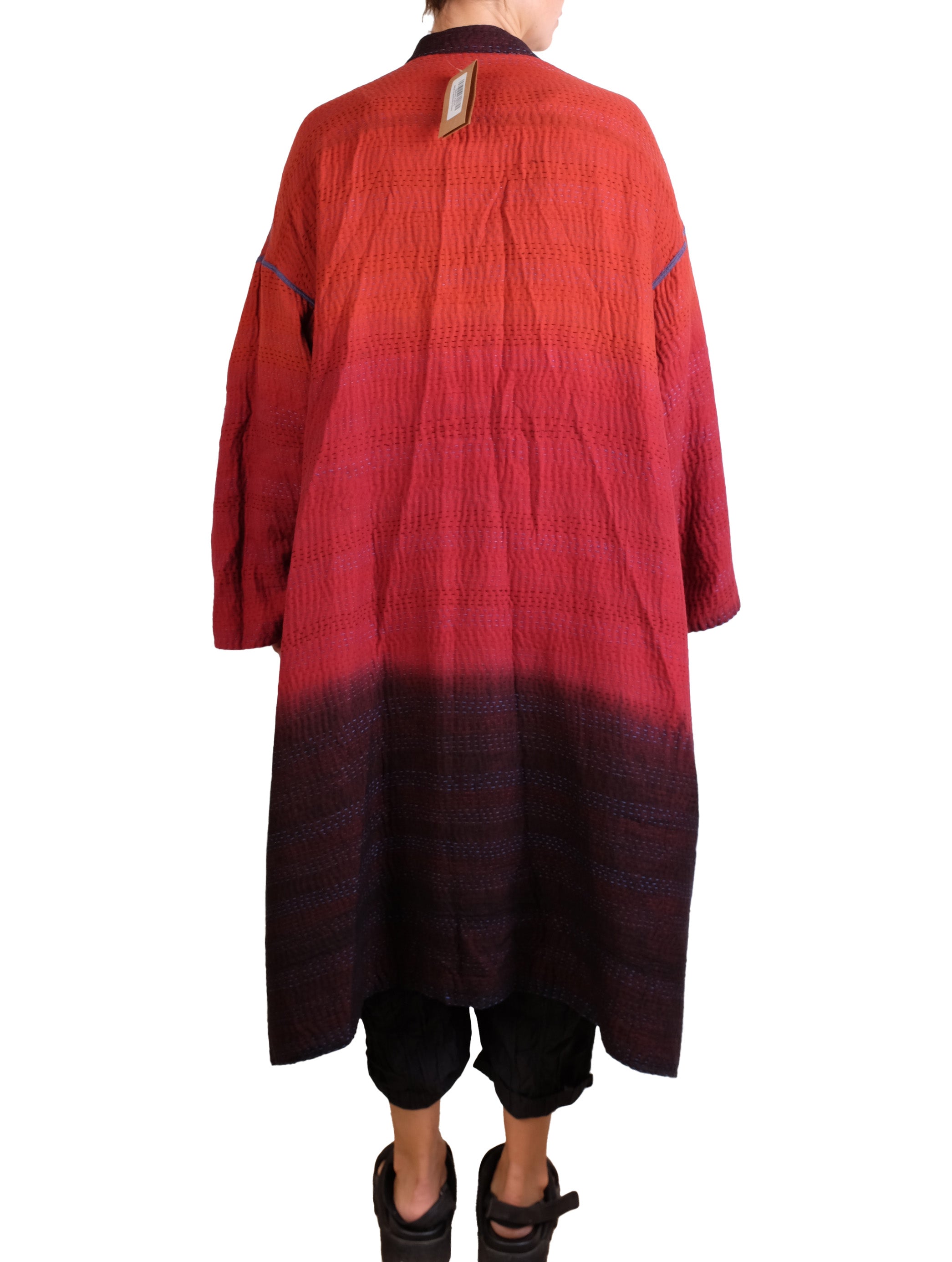 Mieko Mintz Stripe And Bends Kantha New Oversized Coat