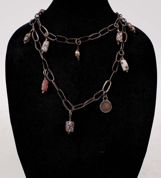 Debe Dohrer Long Lariat with Venetian Trade Bead Necklace