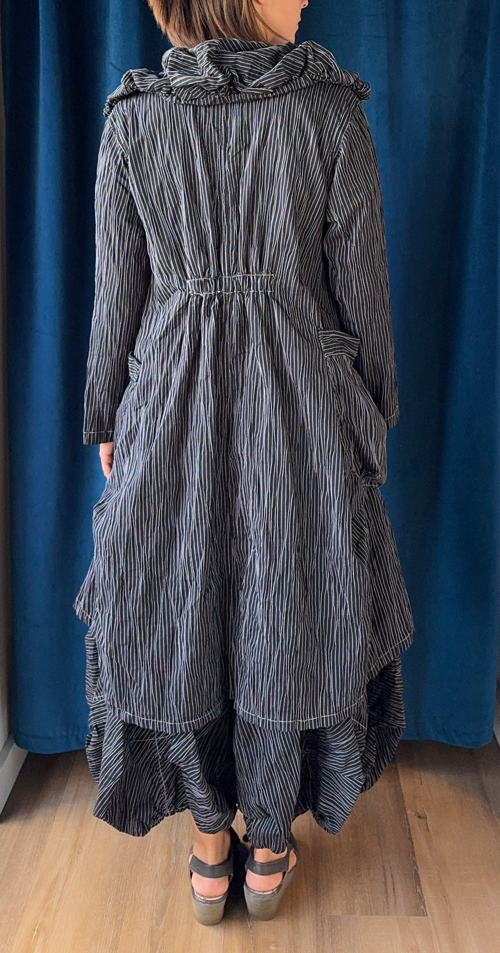 Bodil Black with White Pinstripe Short Coat