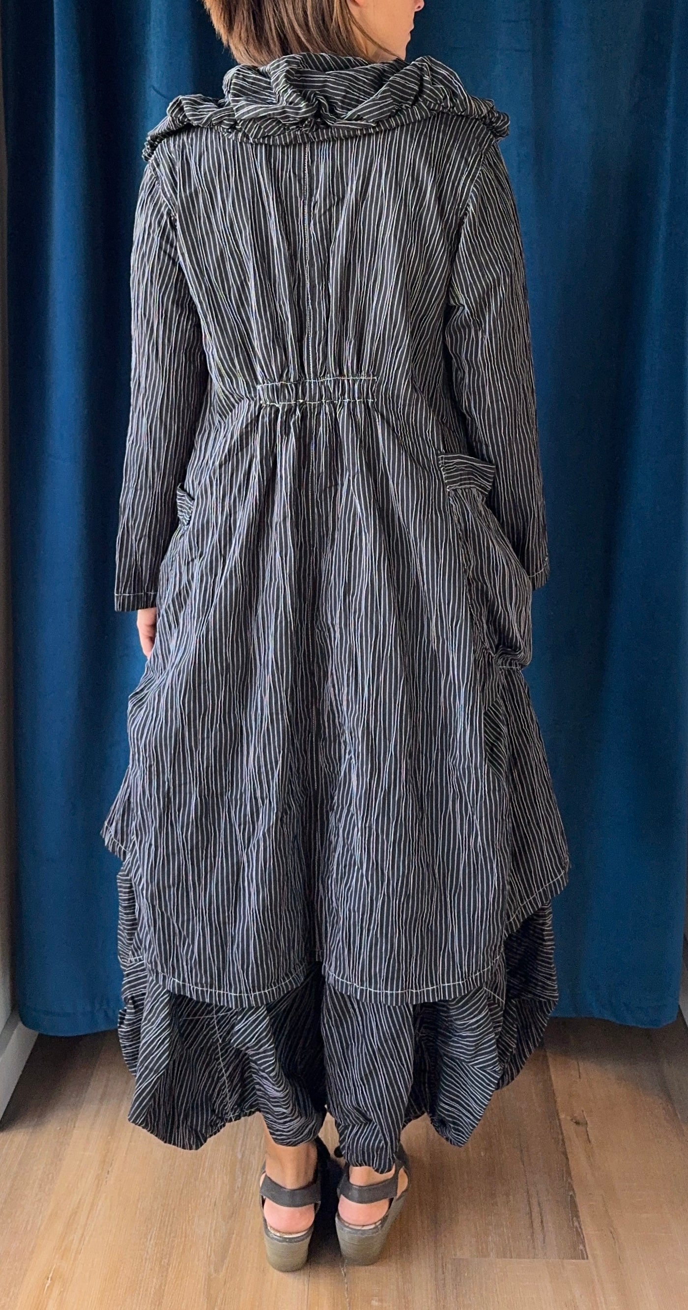 Bodil Black with White Pinstripe Short Coat