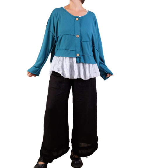 Bodil One Size Knit Crop Jacket in Bluebell