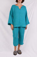 Cutloose Split Neck Pullover in Atlantis Stripe