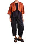 Mieko Mintz Vintage Silk Kantha Puff Sleeve Shrug in Oranges