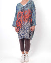 Mieko Mintz Summer Breeze Print Kantha Dolman Sleeve Dress