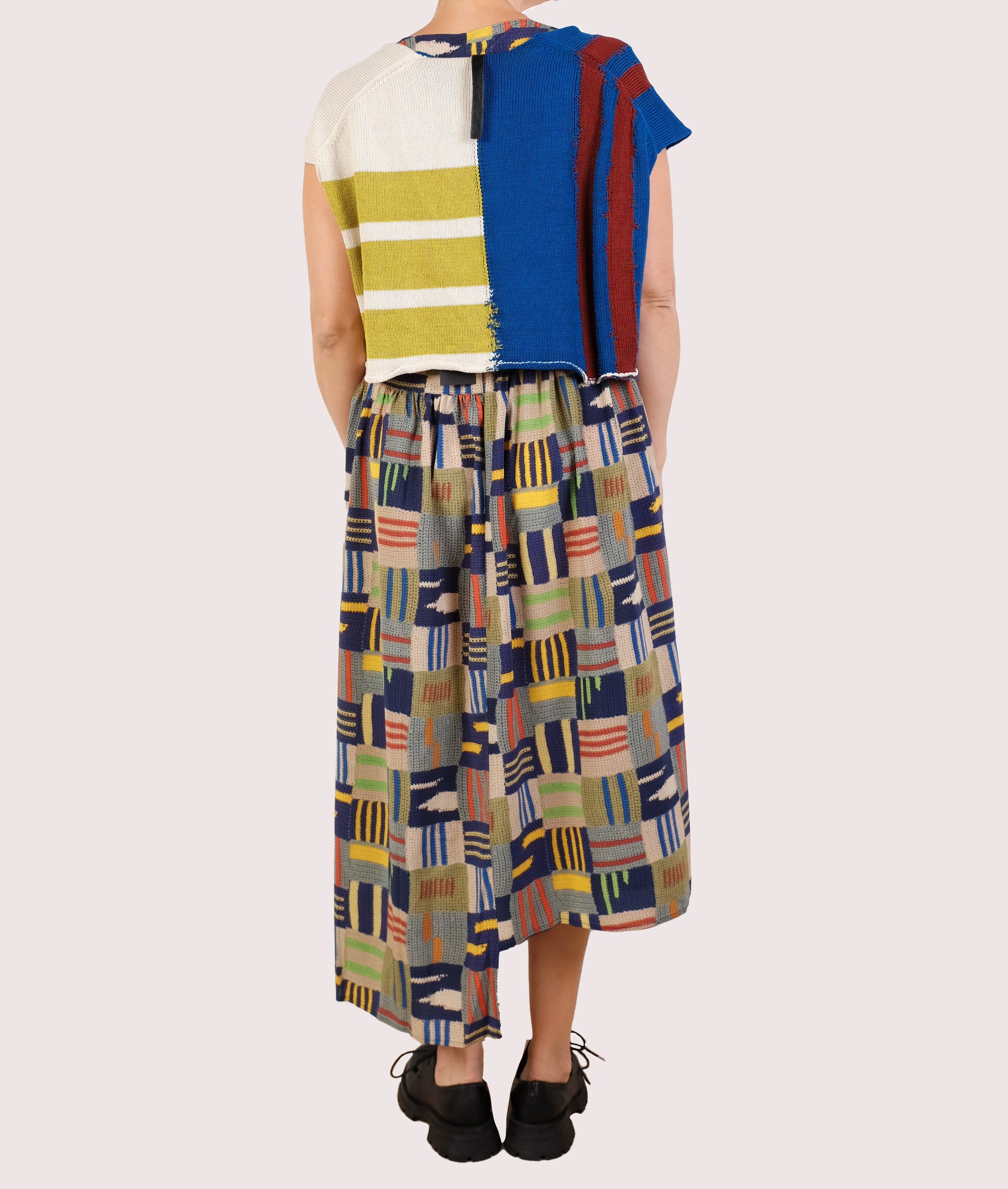 Serienumerica Asymmetric Dress in Printed Silk