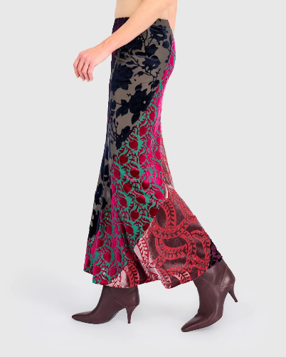 Alembika Cut Velvet Skirt in Regal