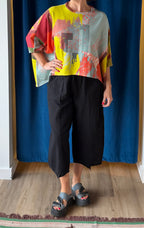 Andrea Geer Oversized Poncho in Lime, Orange, Seafoam
