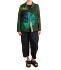 Mieko Mintz Olive Shibori Tie Dye Cotton Silk Patch Kantha Simple Jacket