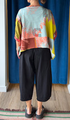 Andrea Geer Oversized Poncho in Lime, Orange, Seafoam