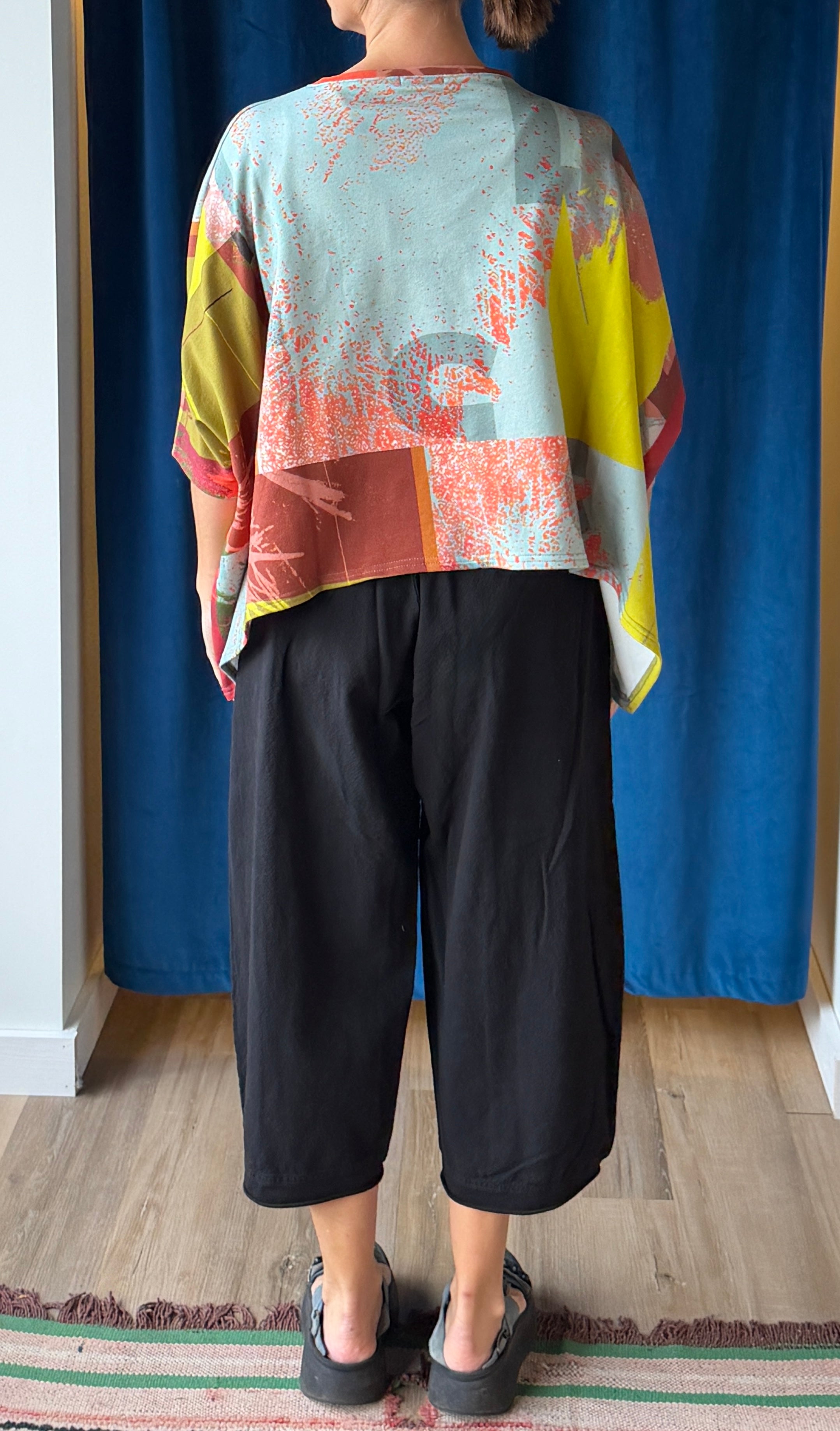 Andrea Geer Oversized Poncho in Lime, Orange, Seafoam