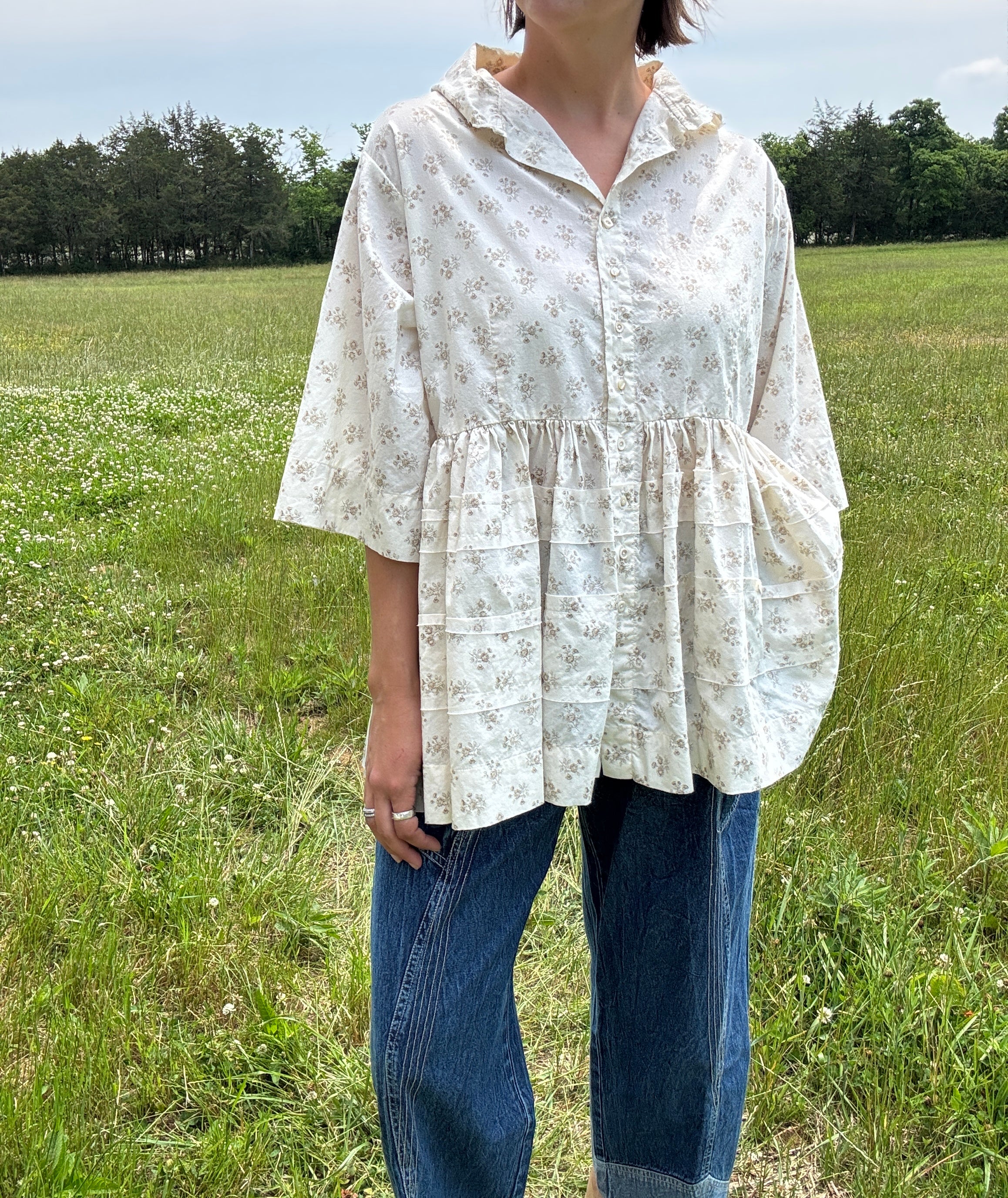 Krista Larson Santorini Shirt in Botanical Printed Cotton