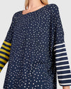 Alembika Navy Spot and Stripe Top