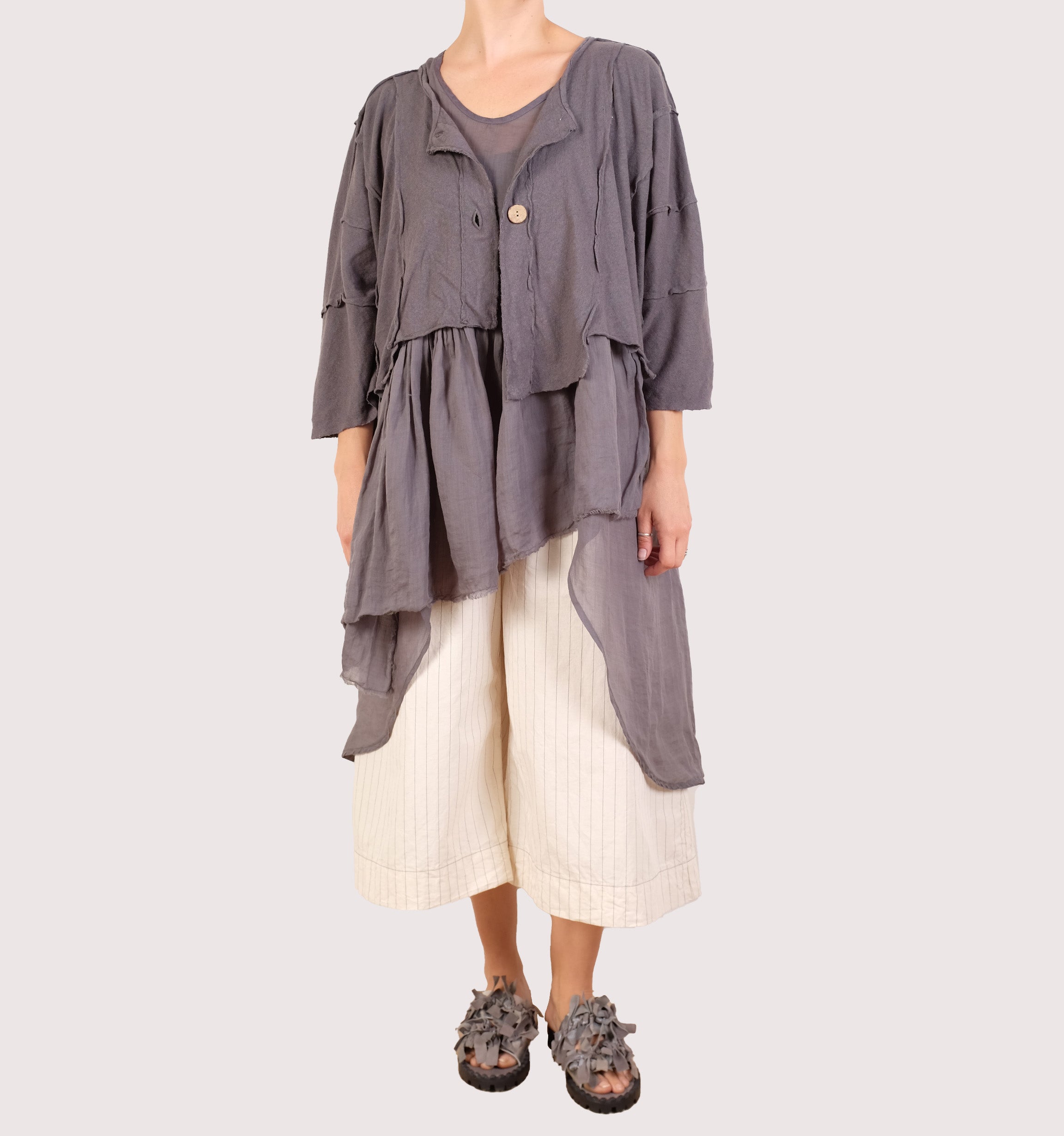 Bodil Graphite Linen Knit Crop Jacket