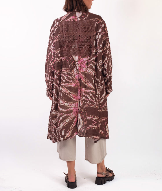 Krista Larson Francis Coat in Fucshia Batik Linen