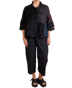 Mieko Mintz Mosaic Tile Patch Kantha Cropped Tent Shirt